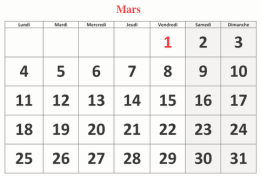 Calendrier mois